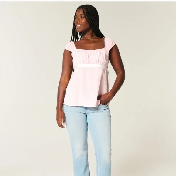 Hollister Easy Satin Tie Babydoll Top - Picture 3 of 8